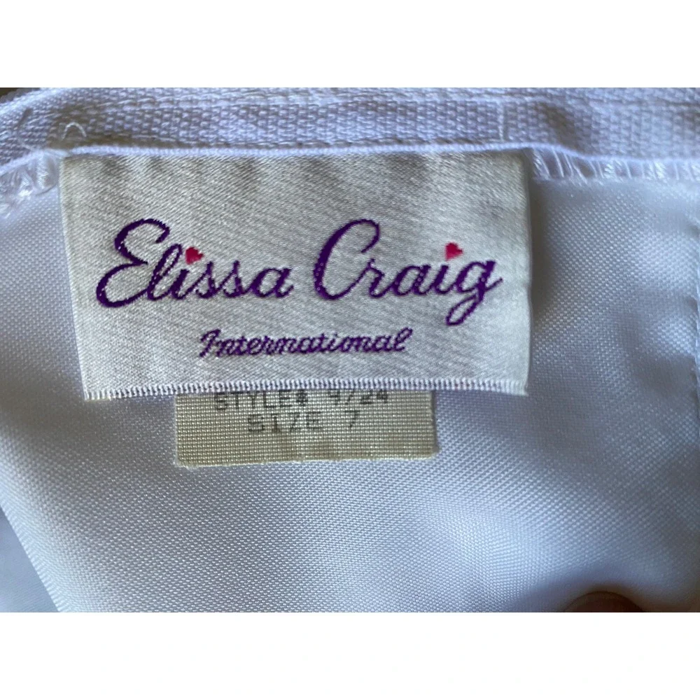 Vtg Elissa Craig International Flower Girl Dress Communion Lace Purse Sz 7 Flaw